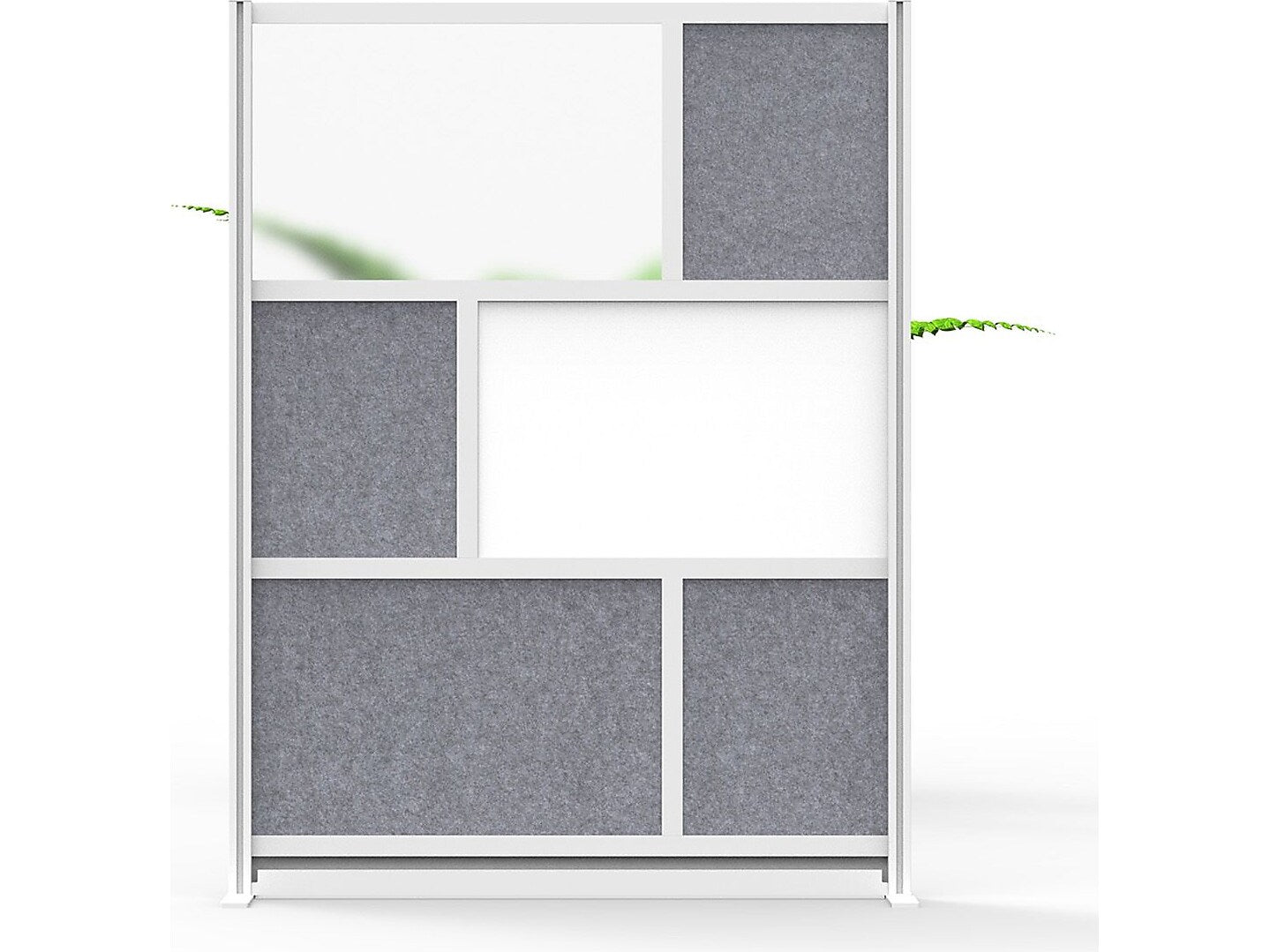 Luxor Workflow Series 6-Panel Freestanding Modular Room Divider System Starter Wall with Whiteboard, 70"H x 53"W, Gray/Silver