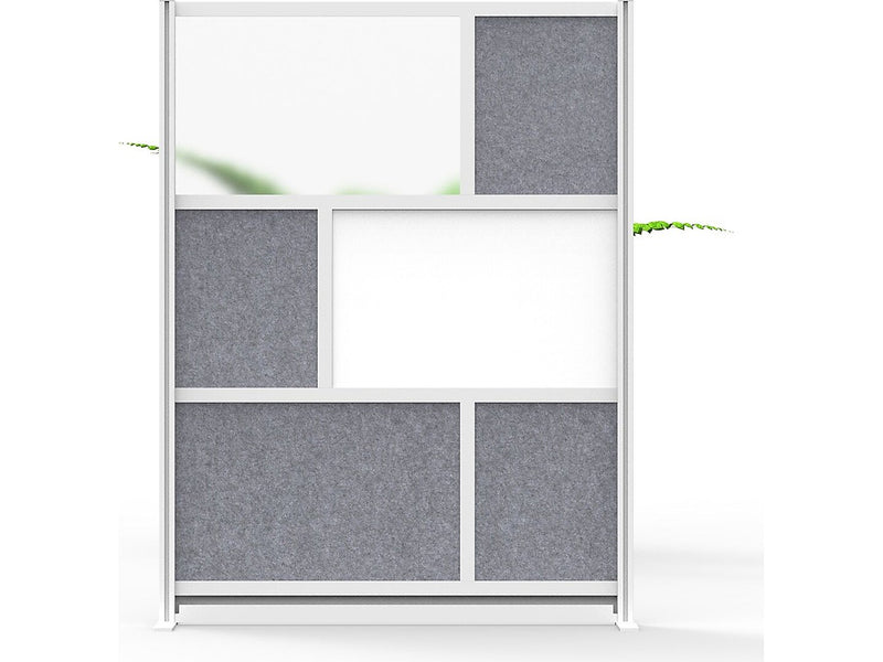 Luxor Workflow Series 6-Panel Freestanding Modular Room Divider System Starter Wall with Whiteboard, 70"H x 53"W, Gray/Silver