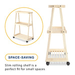 Whitmor 3-Shelf Wood Mobile Kitchen Cart with Lockable Wheels, Natural (6026-11895)