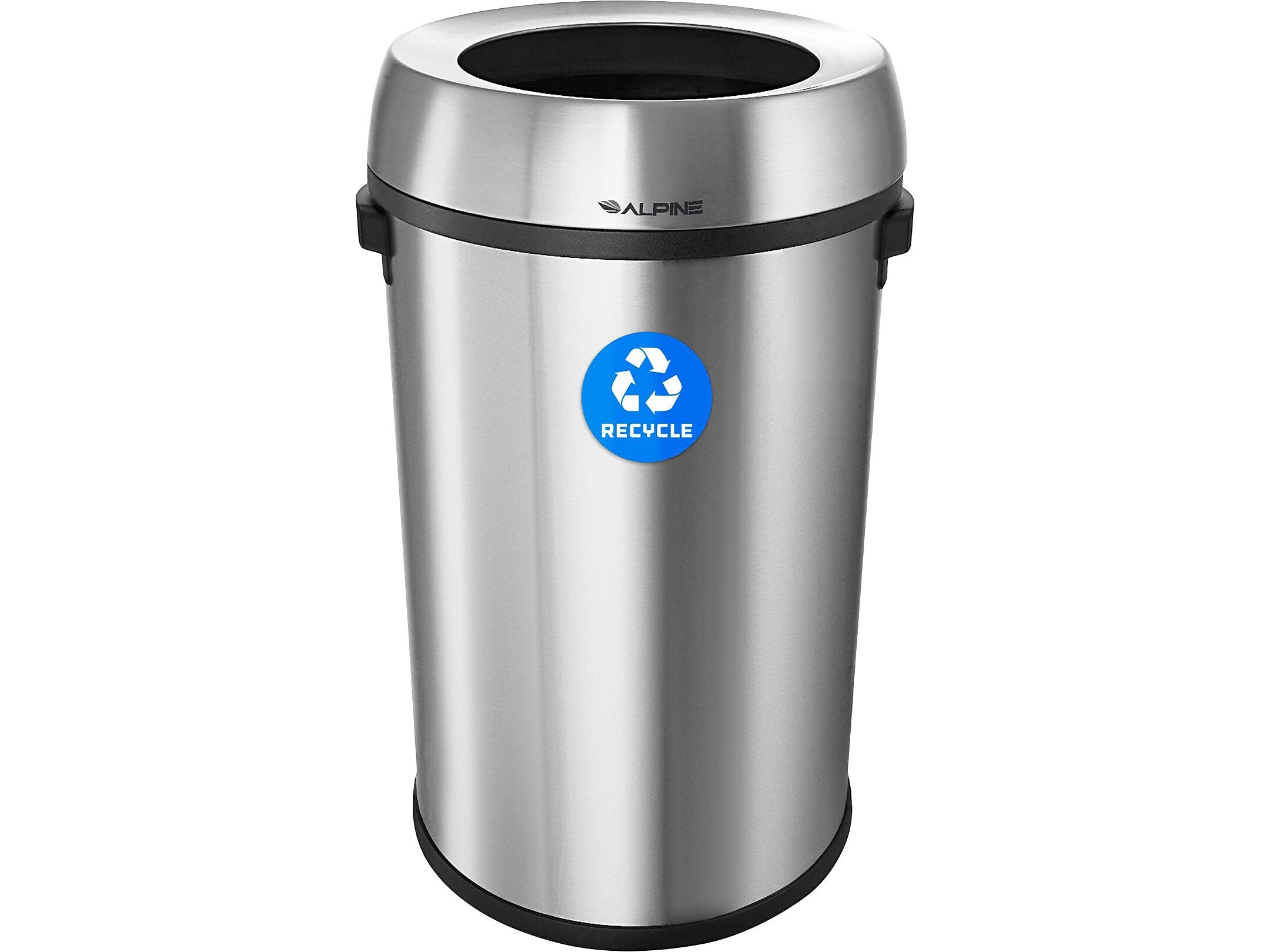 Alpine Industries Stainless Steel Recycling Bin, 17 Gallon, Silver (ALP470-65L-R)