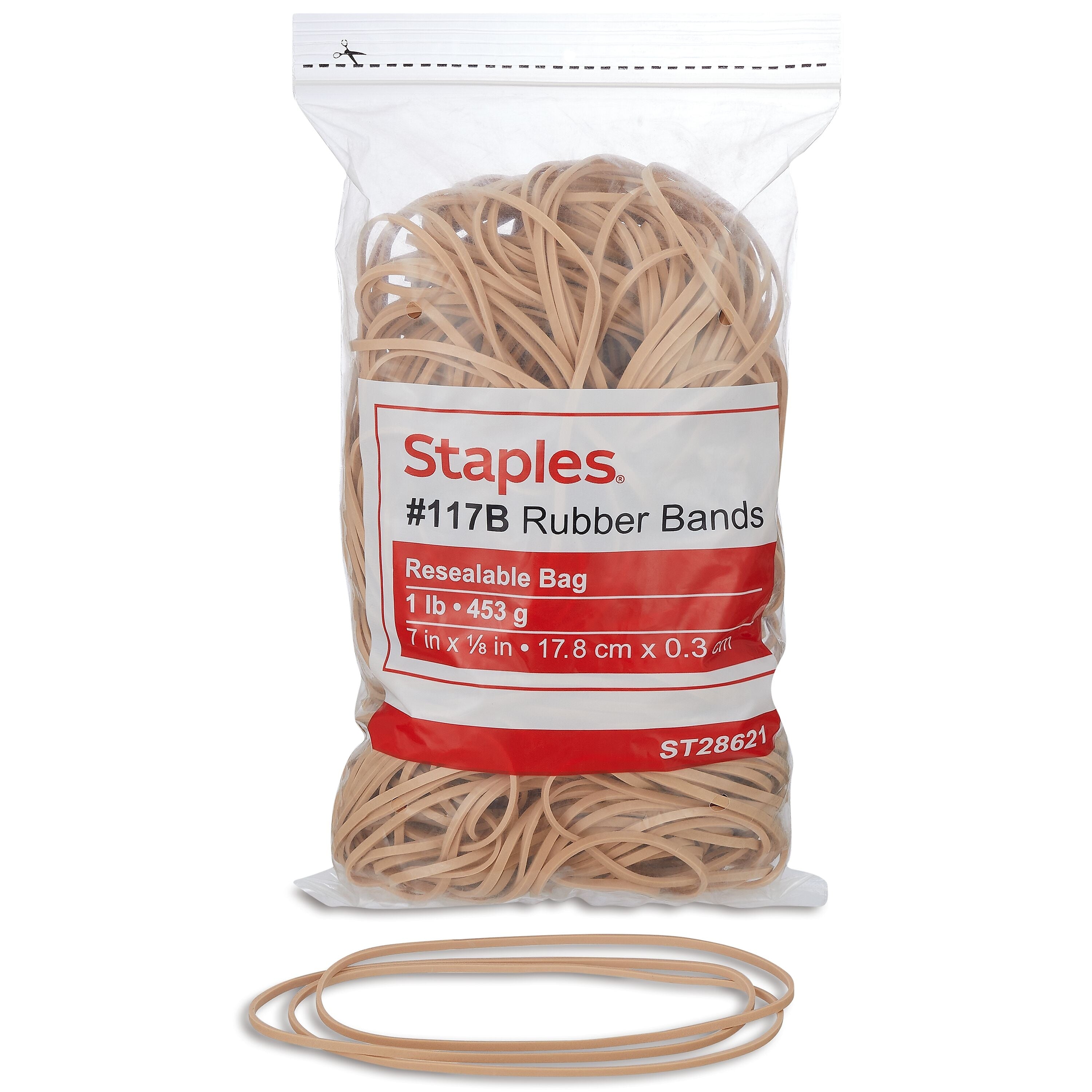 Staples Multi-Purpose #117B Rubber Bands, 7" x 1/8", 200/Pack (28621-CC)