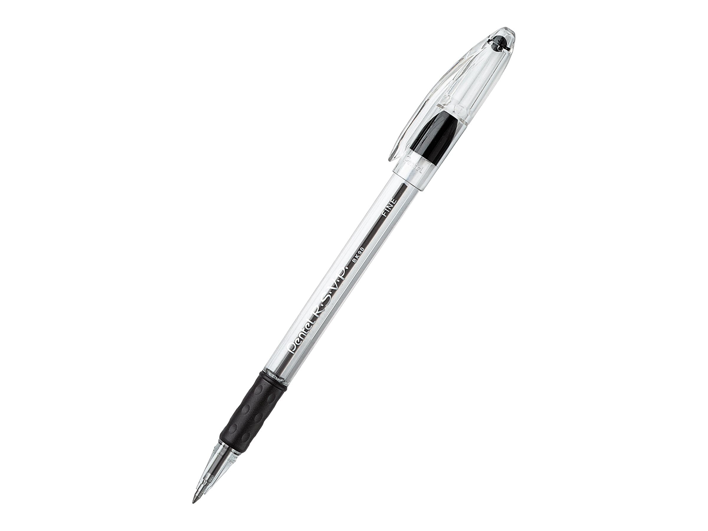 Pentel R.S.V.P. Ballpoint Pens, Fine Point, 0.7mm, Black Ink, Dozen (BK90-A)