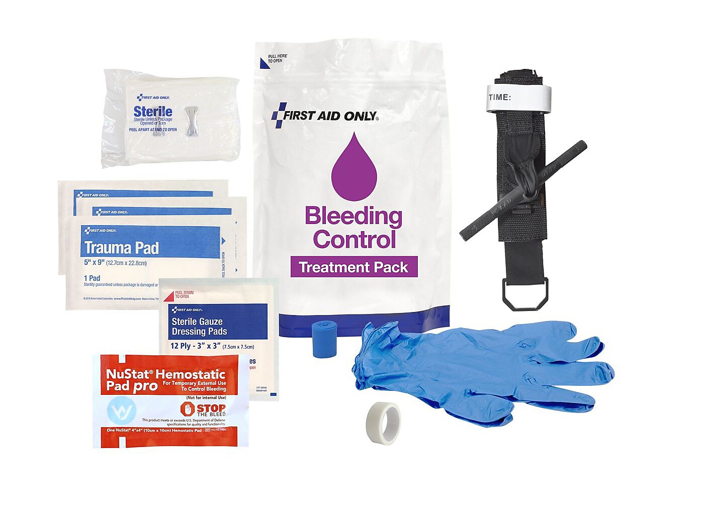 First Aid Only Bleeding Control Treatment Pack, 12 Pieces (91166)