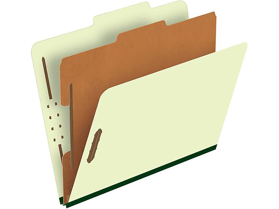 Pendaflex Reinforced Pressboard Classification Folder, 1-Dividers, 1 3/4" Expansion, Letter Size, Light Green, 10/Box (17172EE)