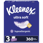 Kleenex Ultra Soft Facial Tissue, 3-Ply, 120 Tissues/Box, 3 Boxes/Pack (54314)