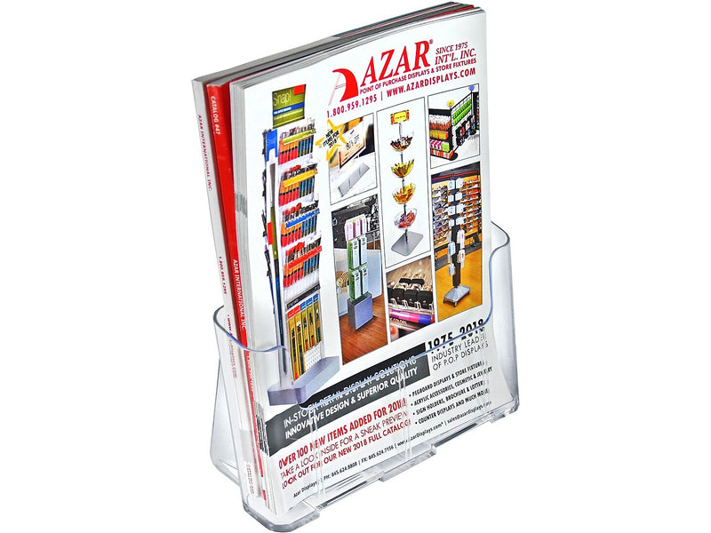 Azar Brochure Holder, 9.1875" x 10.75", Vertical, Desktop/Wall, Clear, Plastic, 2/Pack (252384)