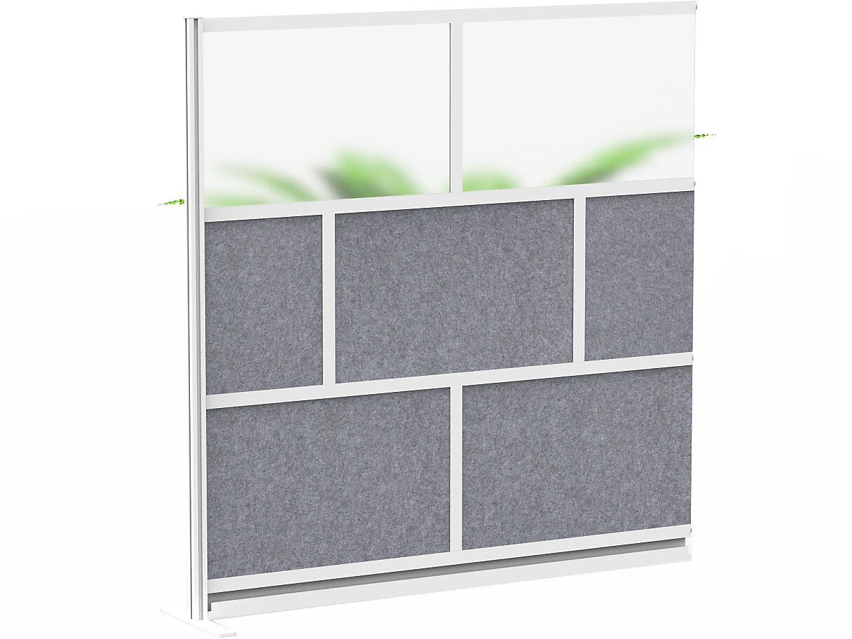 Luxor Modular Room Divider Add-On Wall, 70"H x 70"W, Gray/Frosted PET/Acrylic (MW-7070-XFCG)