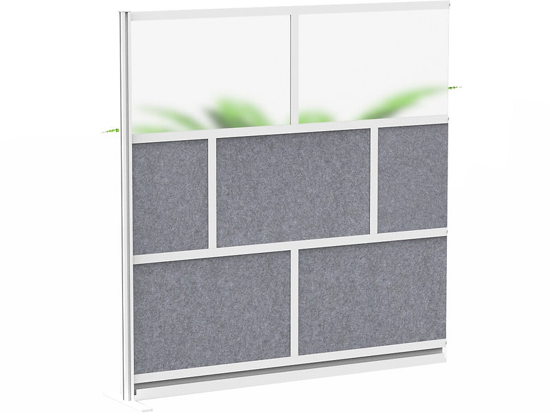 Luxor Modular Room Divider Add-On Wall, 70"H x 70"W, Gray/Frosted PET/Acrylic (MW-7070-XFCG)