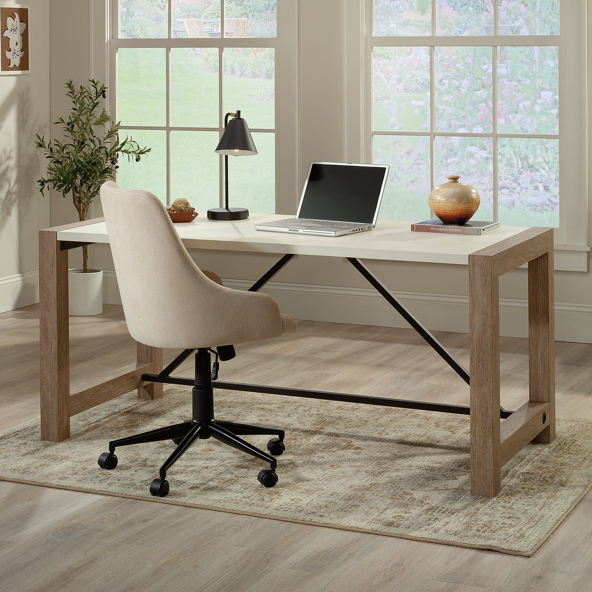 Sauder Dixon City 66"W Executive Business Desk, Brushed Oak (432892)