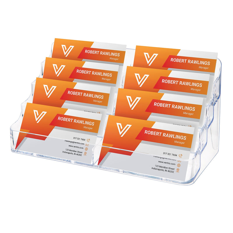 Deflect-O 8-Compartment Business Card Desktop Holder, 400-Card Capacity, Clear (70801)