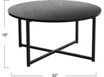 Household Essentials Jamestown 31.5"Dia. Laminate Round Coffee Table, Black Oak/Black (8175-1)