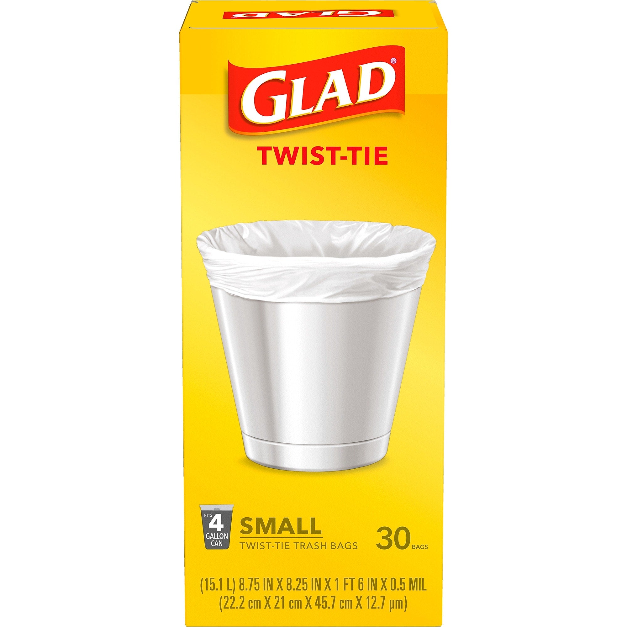 Glad 4 Gallon Kitchen Trash Bags, 30/Box (78817)