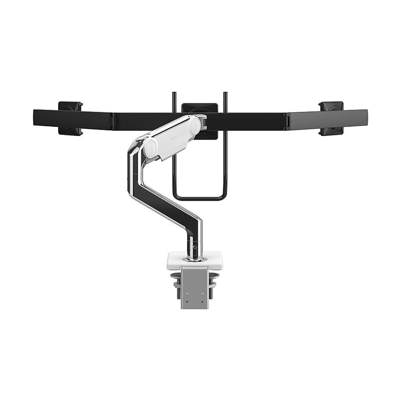 Humanscale M10 Adjustable Triple Monitor Arm with Crossbar and Handle, up to 26.5" Monitors, Polished Aluminum (M13HBW)