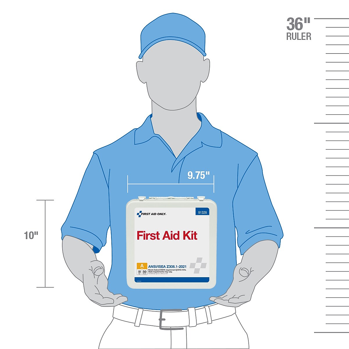 First Aid Only Metal First Aid Kit, ANSI 2021 Class A, 50 People, 184 Pieces (91328)