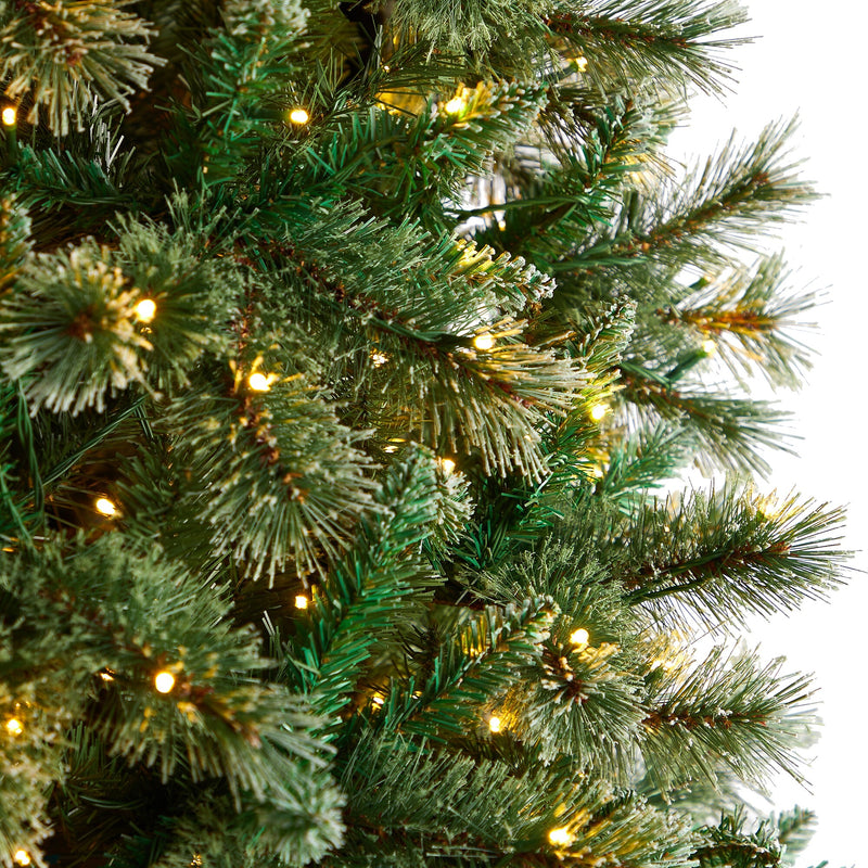 Nearly Natural 10-ft Wisconsin Slim Snow Tip Pine Artificial Christmas Tree with 1050 Clear LED Lights (T3051)