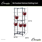 Champion Sports 56 Football Helmet Rolling Cart