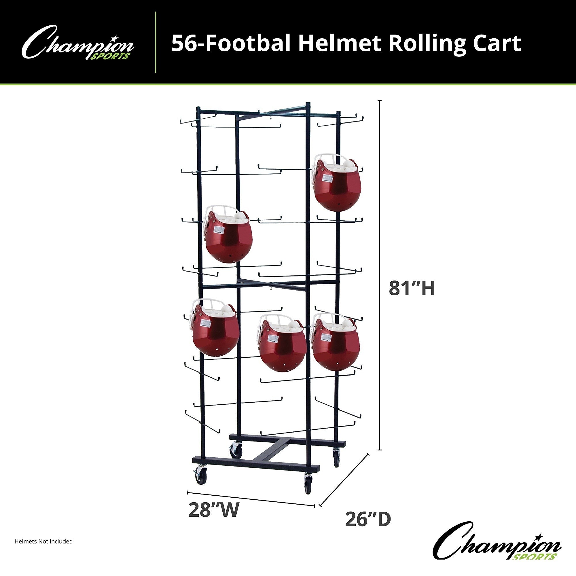 Champion Sports 56 Football Helmet Rolling Cart