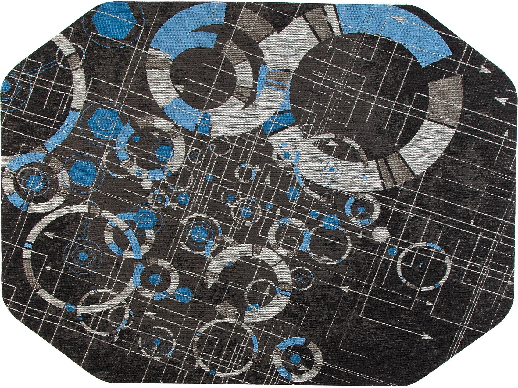 Anji Mountain Rug'd Refracted Carpet & Hard Floor Chair Mat, 36" x 48", Gray/Blue (AMB9112)