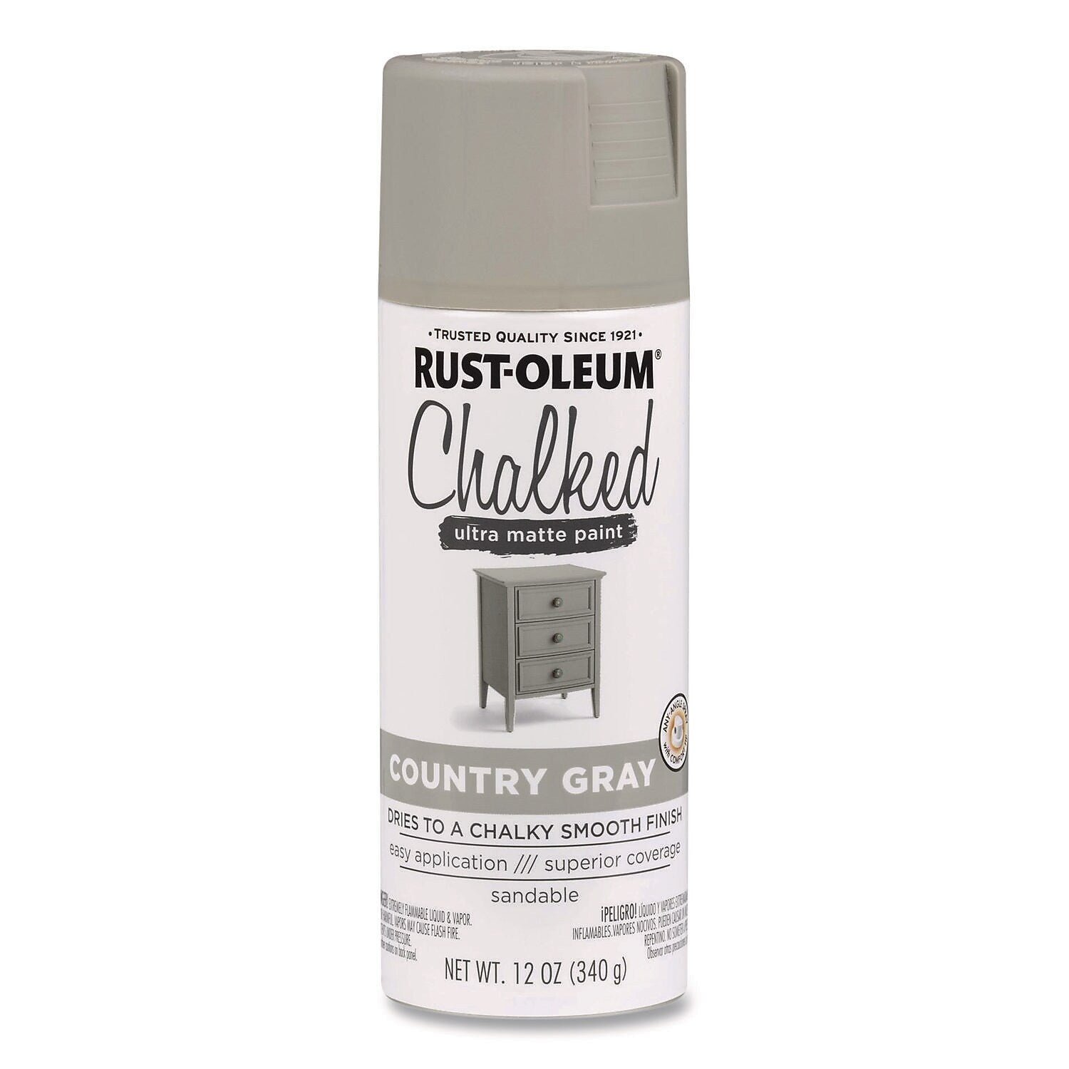 Rust-Oleum Chalked Paint, Country Gray, 12 oz., 6/Carton (302593)