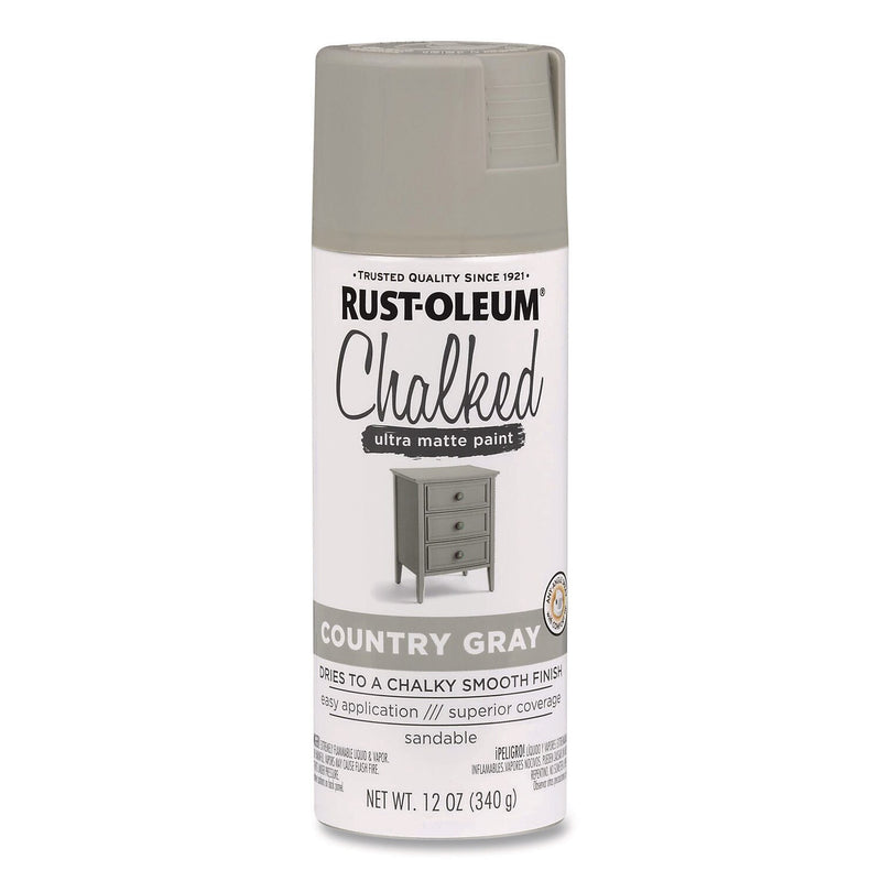 Rust-Oleum Chalked Paint, Country Gray, 12 oz., 6/Carton (302593)