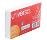 Universal Ruled Index Cards, 3" x 5", White, 100/Pack