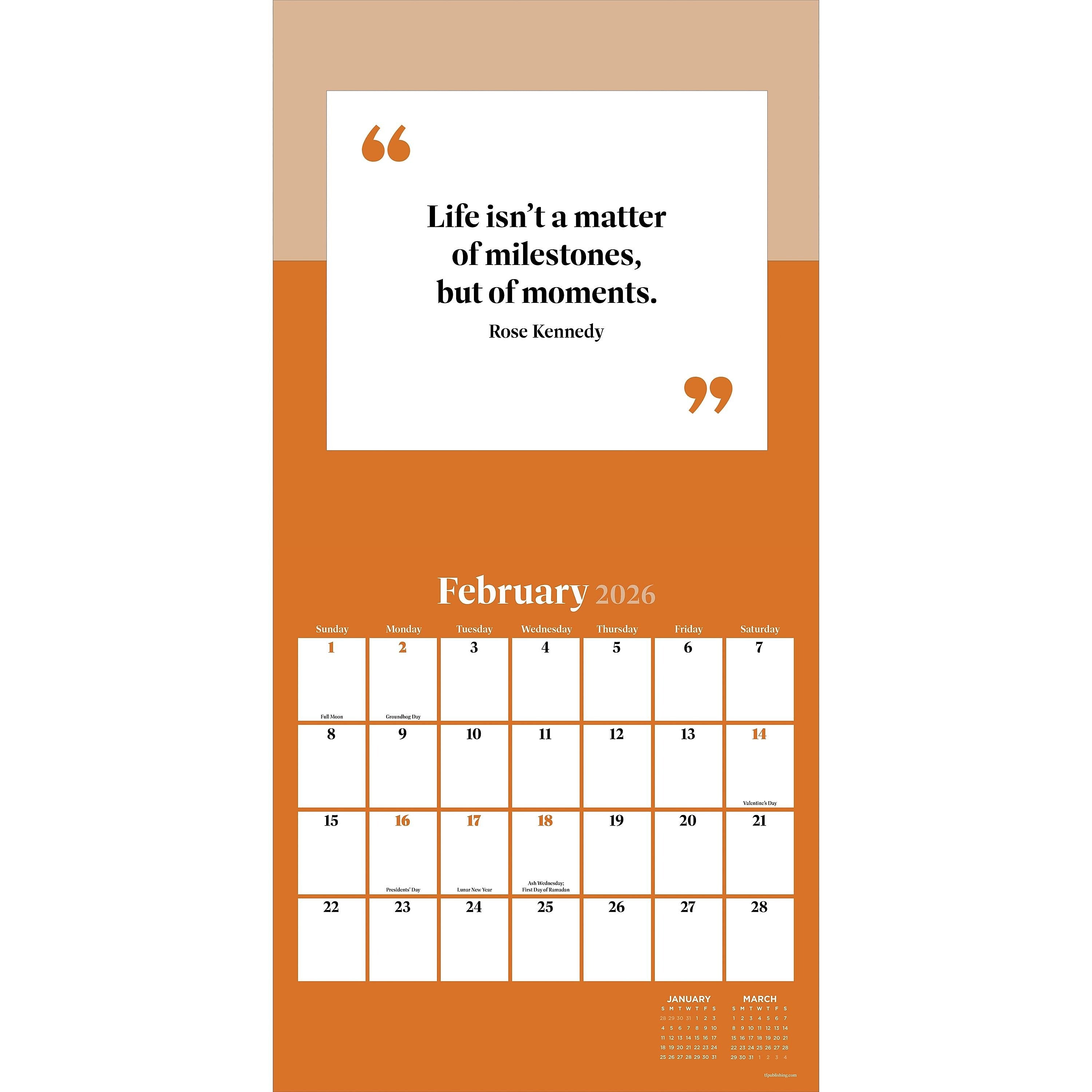 2026 TF Publishing 12" x 17" TF Publishing 12" x 12" Inspire Wall Calendar 26-1138