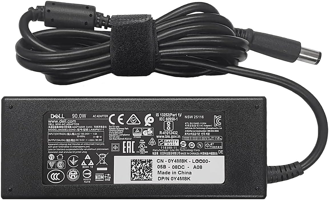 Dell 90W 7.4mm Laptop Adapter & Charger for Inspiron, Latitude, Precision, and Vostro Laptop, Black (0W6KV)