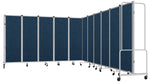 National Public Seating Robo Series 11-Panel Folding Mobile Room Divider, 72"H x 256"W, Blue Fabric (RDG6-11PT04)