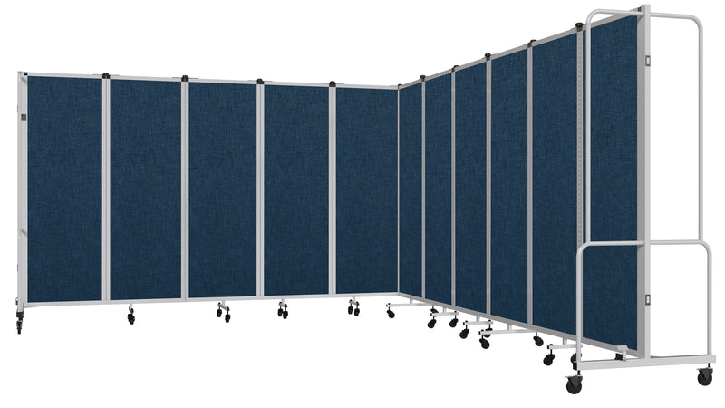 National Public Seating Robo Series 11-Panel Folding Mobile Room Divider, 72"H x 256"W, Blue Fabric (RDG6-11PT04)