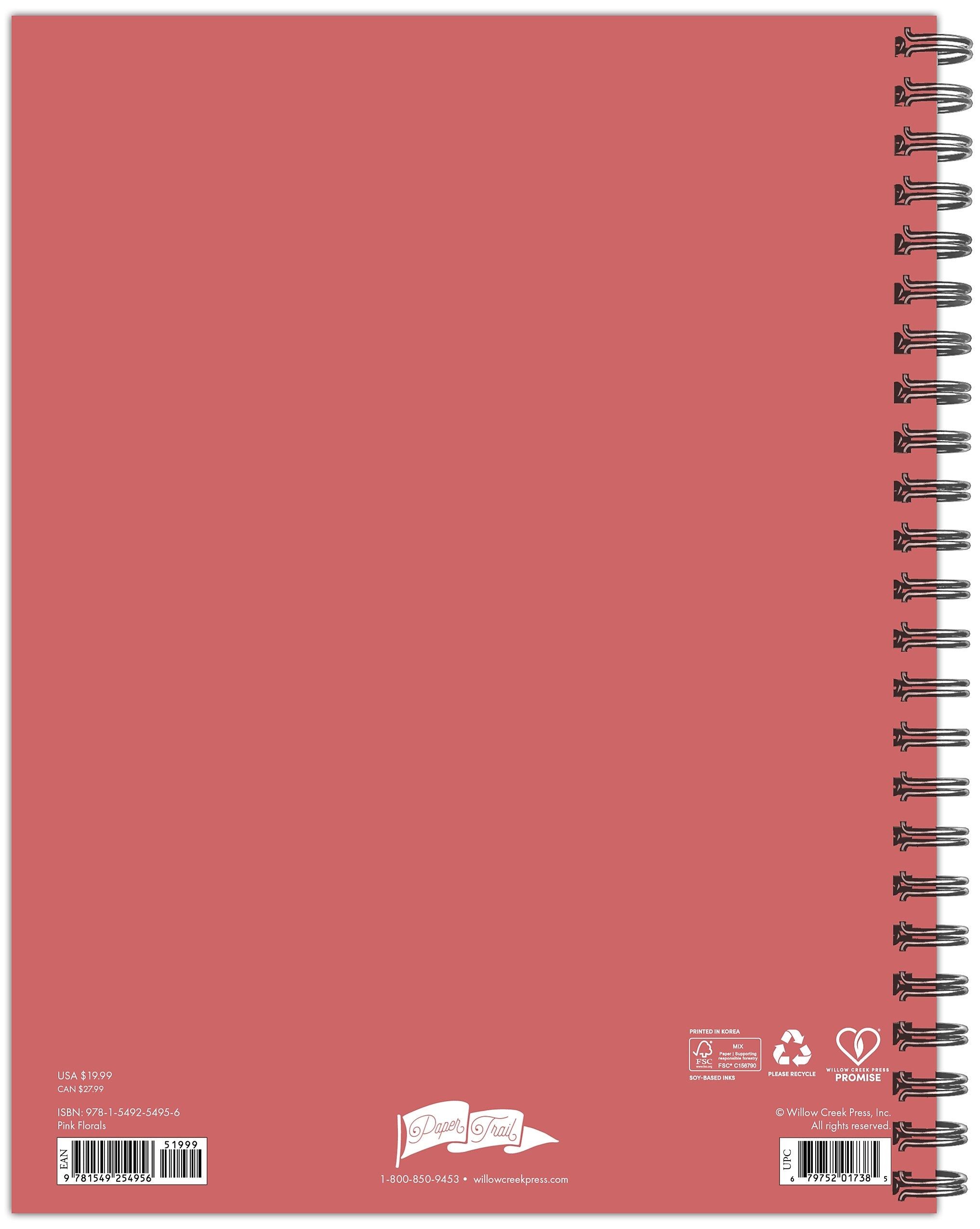 2025-2026 Willow Creek Pink Florals 8.5" x 11" Academic Year Weekly & Monthly Planner, Multicolored (54956)