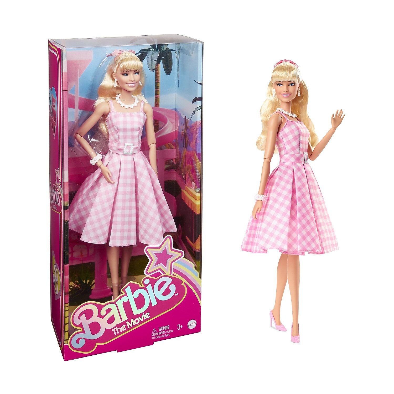 Mattel Barbie The Movie Barbie Doll, Pink Gingham Dress, 3/Pack (HPJ96)