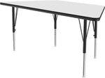 Correll Trapezoid Activity Table, 60" x 30", Height-Adjustable, Frosty White/Black (A3060DE-TRP-80)