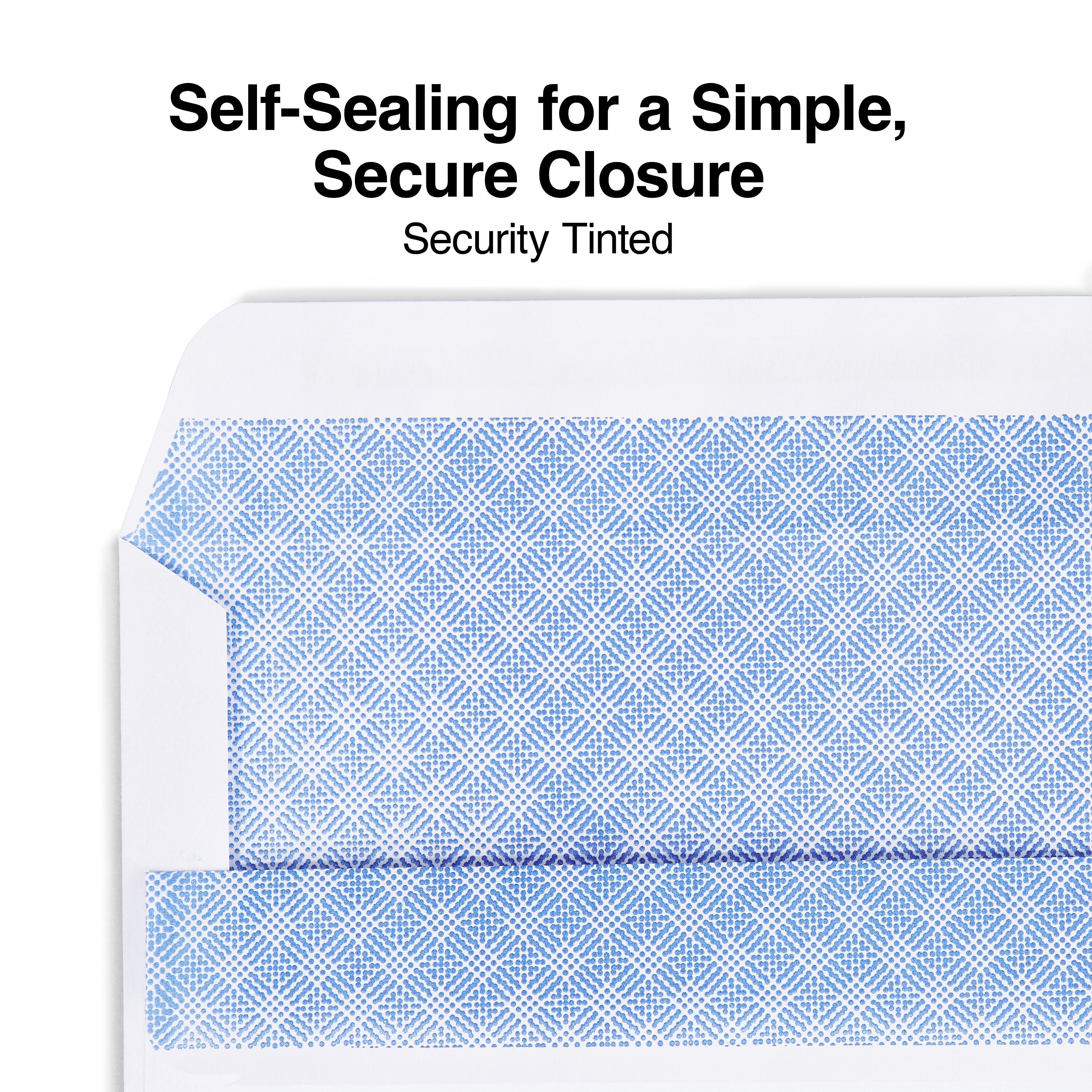 Staples Self Seal Self Seal Security Tinted #10 Business Envelopes, 4 1/8" x 9 1/2", White, 500/Box (ST511289-CC)