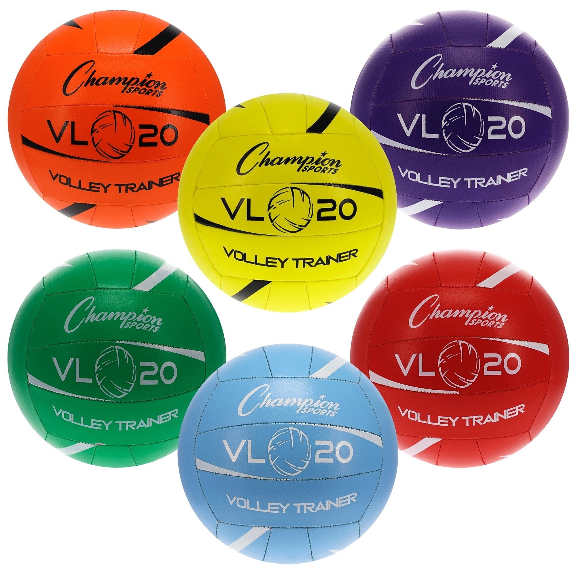 Champion Sports Vinyl Volleyball Trainer Set, Assorted Colors, 6/Set (CHSVL20SET)
