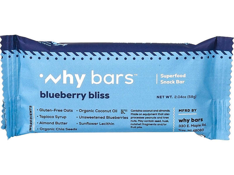 Why Bars Gluten-Free Blueberry Bliss Superfood Energy Bar, 2.04 oz., 12 Bars/Box (WB6)