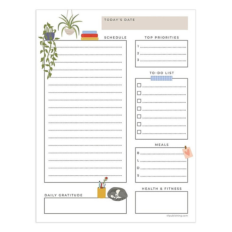 TF Publishing Daily Task Pad 6" x 8" Undated Standard, Paperboard Cover, Multicolored (99-6997)