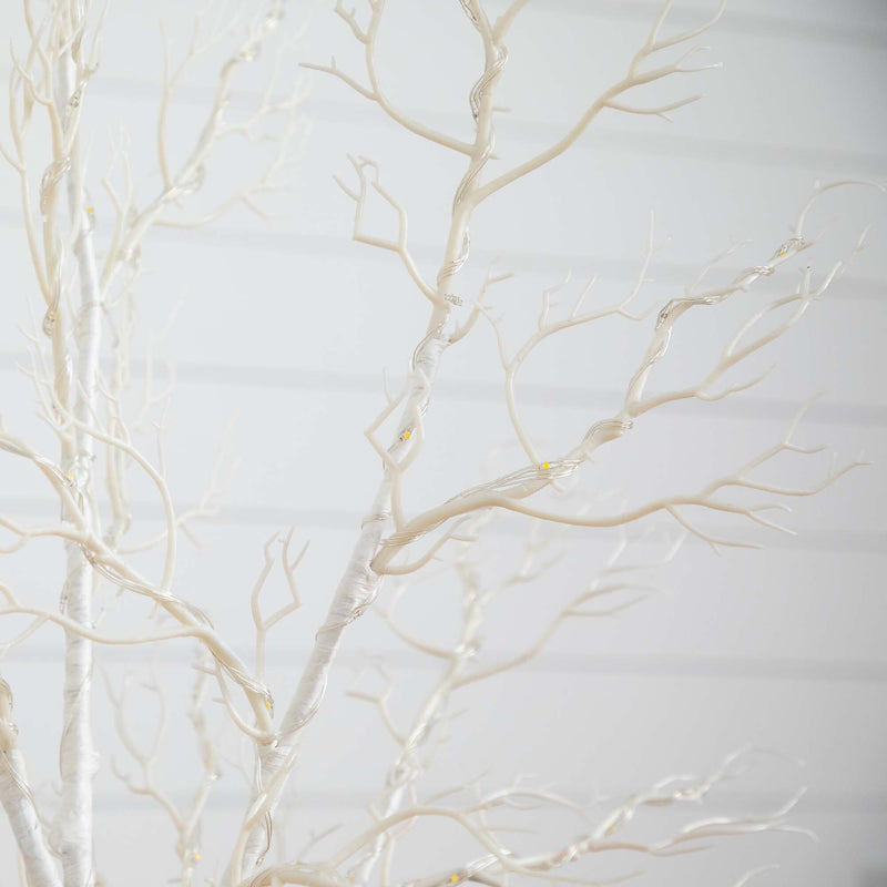 Nearly Natural 4-ft Pre-Lit Artificial White Twig Tree with 160 Warm White LED Lights (T4924)