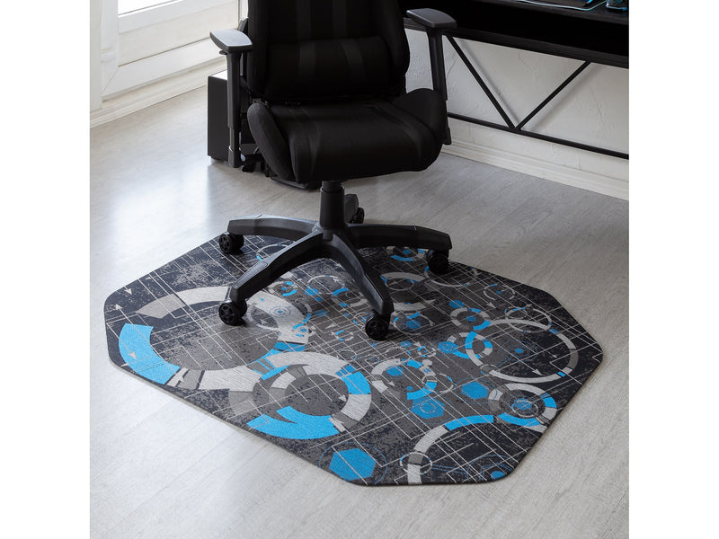 Anji Mountain Rug'd Refracted Carpet & Hard Floor Chair Mat, 36" x 48", Gray/Blue (AMB9112)