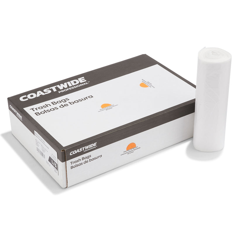 Coastwide Professional™ 50-56 Gallon Trash Bag, 43" x 48", High Density, 22 mic, Natural, 150 Bags/Box (CW19244)