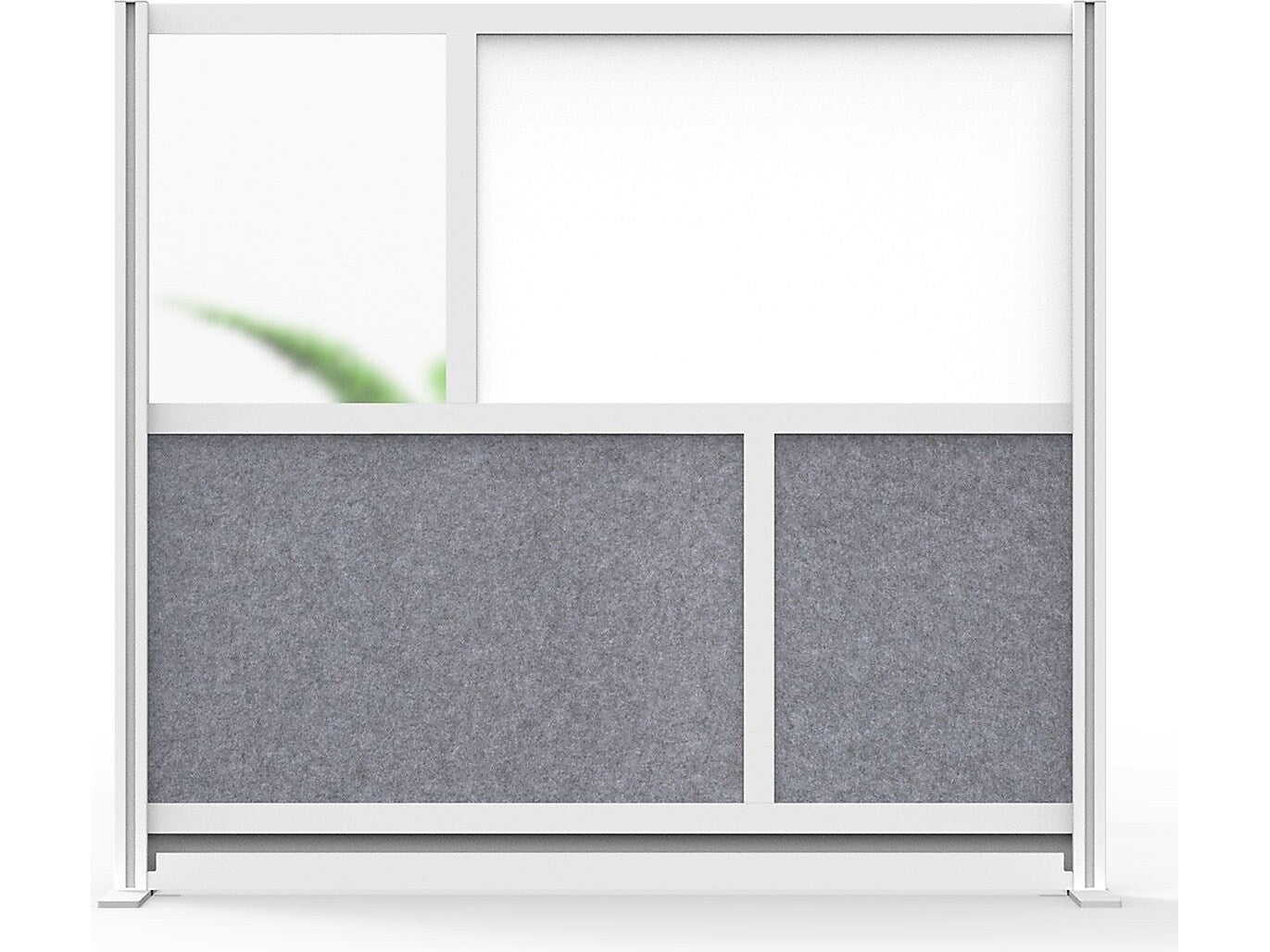 Luxor Workflow Series 4-Panel Freestanding Modular Room Divider System Starter Wall with Whiteboard, 48"H x 53"W, Gray/Silver