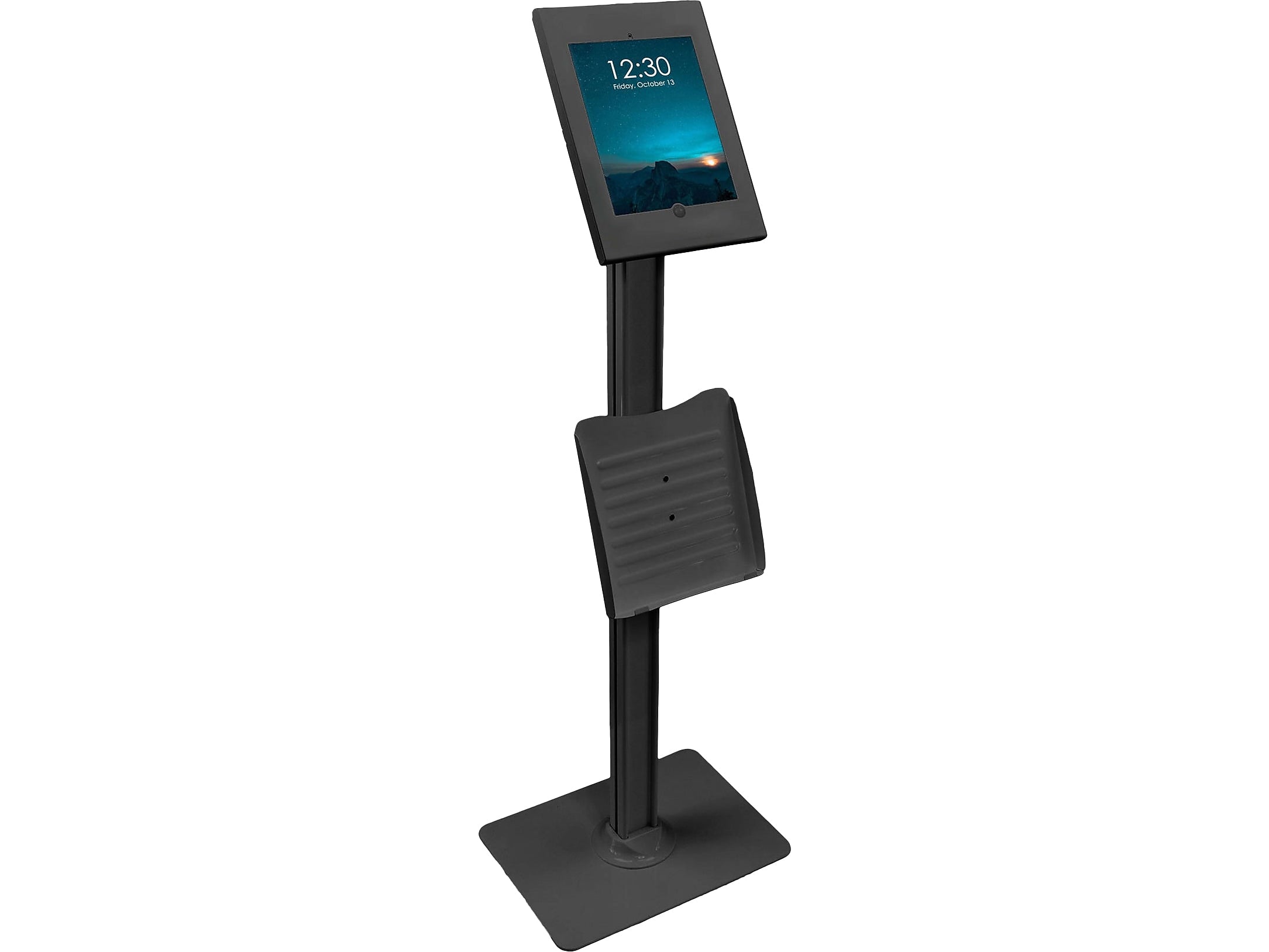 Mount-It! Adjustable Anti-Theft iPad Kiosk with Document Holder, Black (MI-3770B_G10)