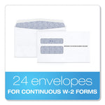 TOPS™ W-2 Laser Double Window Envelope, Commercial Flap, Gummed Closure, 5.63 x 9, White, 24/Pack