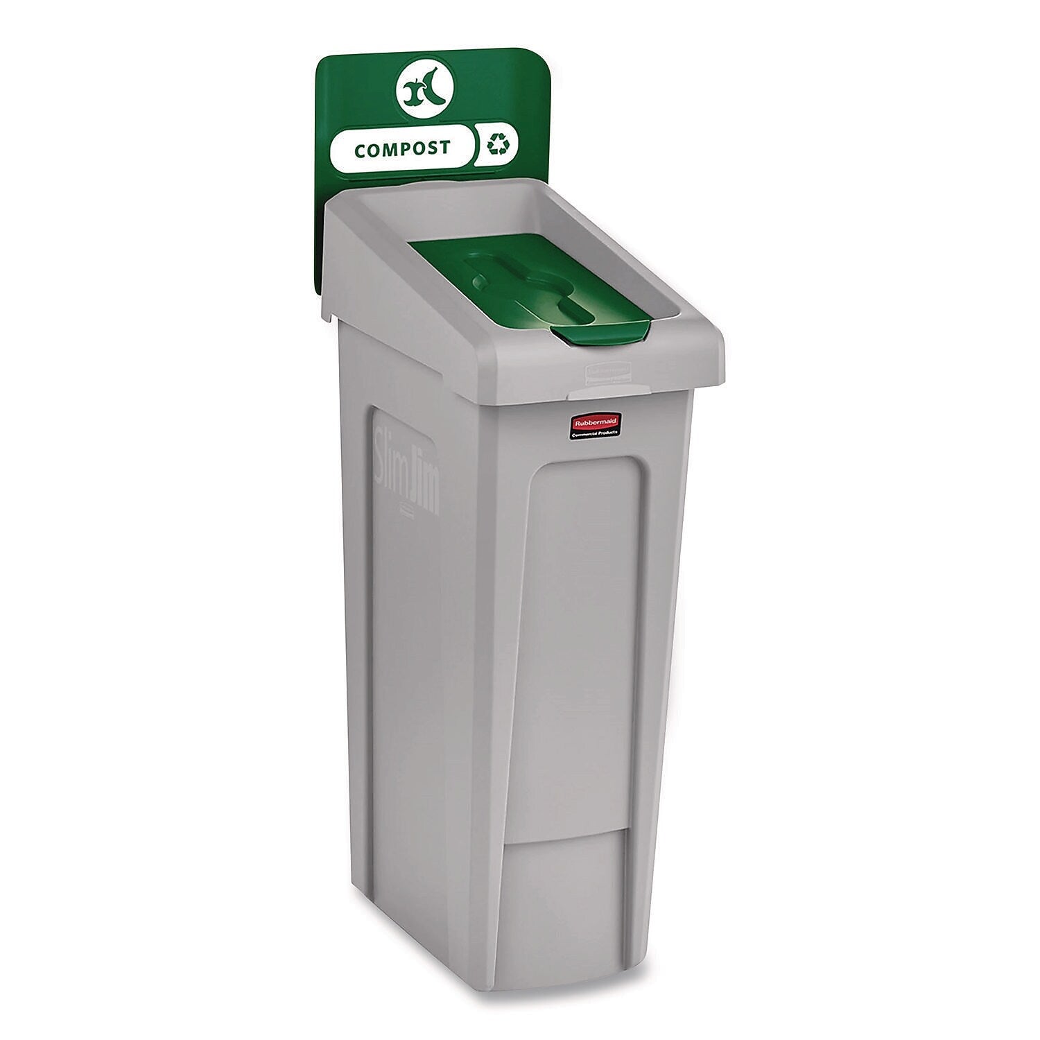 Rubbermaid Commercial Slim Jim Single-Stream Compost Recycling Station Kit, 23 Gallon, Gray/Green (2185051)
