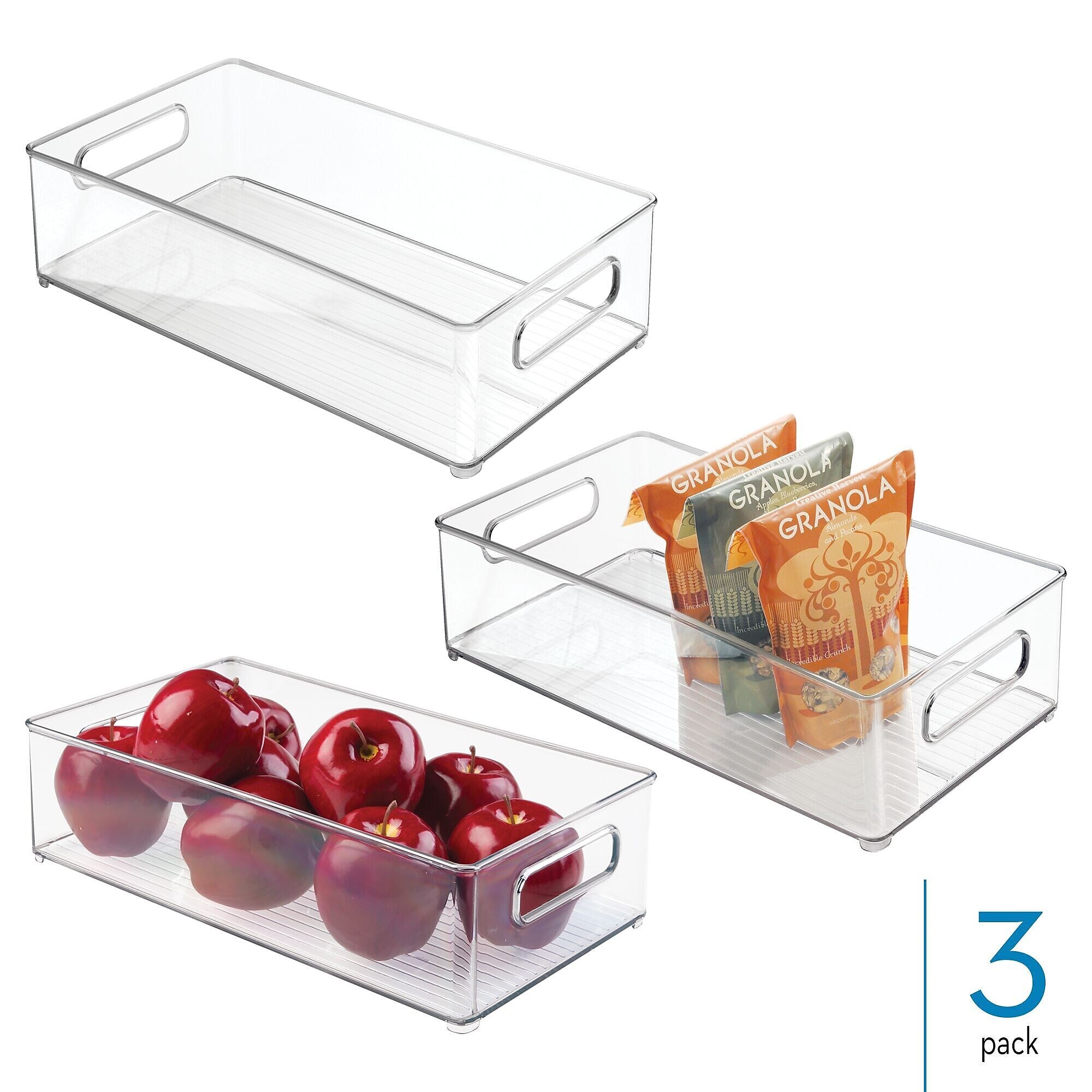 iDESIGN Medium Stackable Plastic Storage Bin, Clear, 3/Pack (70530M3)