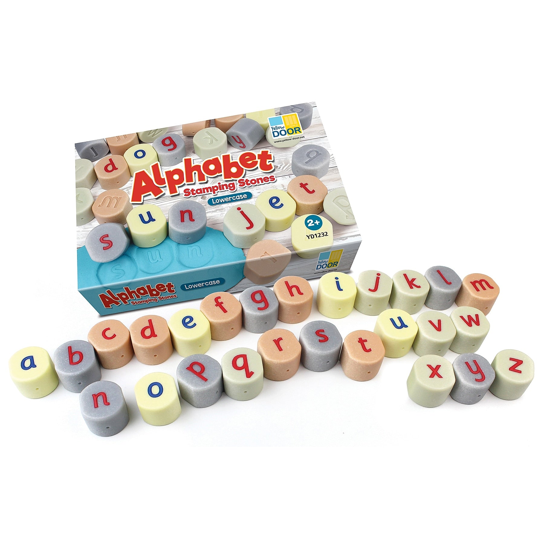 Yellow Door Alphabet Stamping Stones Lowercase, Assorted Colors, 26/Set (YUS1232)
