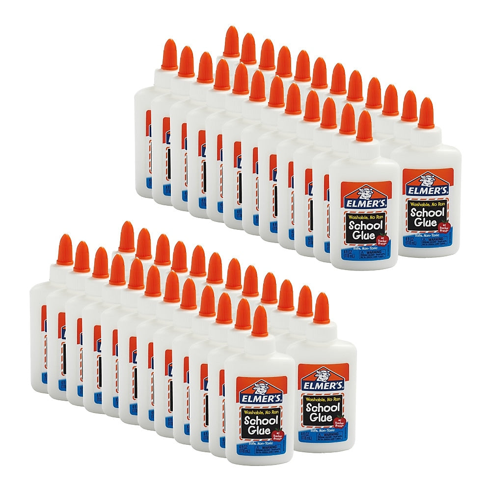 Elmer's Washable Liquid School Glue, 4 oz., White, 48/Box (E304CS-NR)