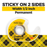 Scotch Permanent Double Sided Tape With Dispensers, 0.5" x 13.9 yds., Clear, 6/Pack (6137H-2PC-MP)
