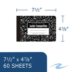 Roaring Spring Paper Products 1-Subject Composition Notebooks, 7.5" x 4.875", Wide Ruled, 60 Sheets, Black (77122)