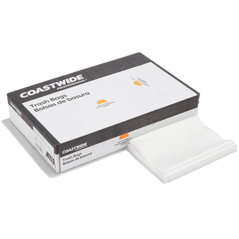 Coastwide Professional™ 40-45 Gallon Trash Bag, 40" x 46", Low Density, 1 mil, Clear, 100 Bags/Box (CW17967)