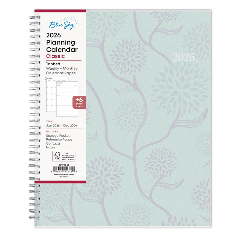 2026 Blue Sky Ru Du Flore 8.5" x 11"  Weekly & Monthly Planner, Plastic Cover, Multicolored (101602-26)